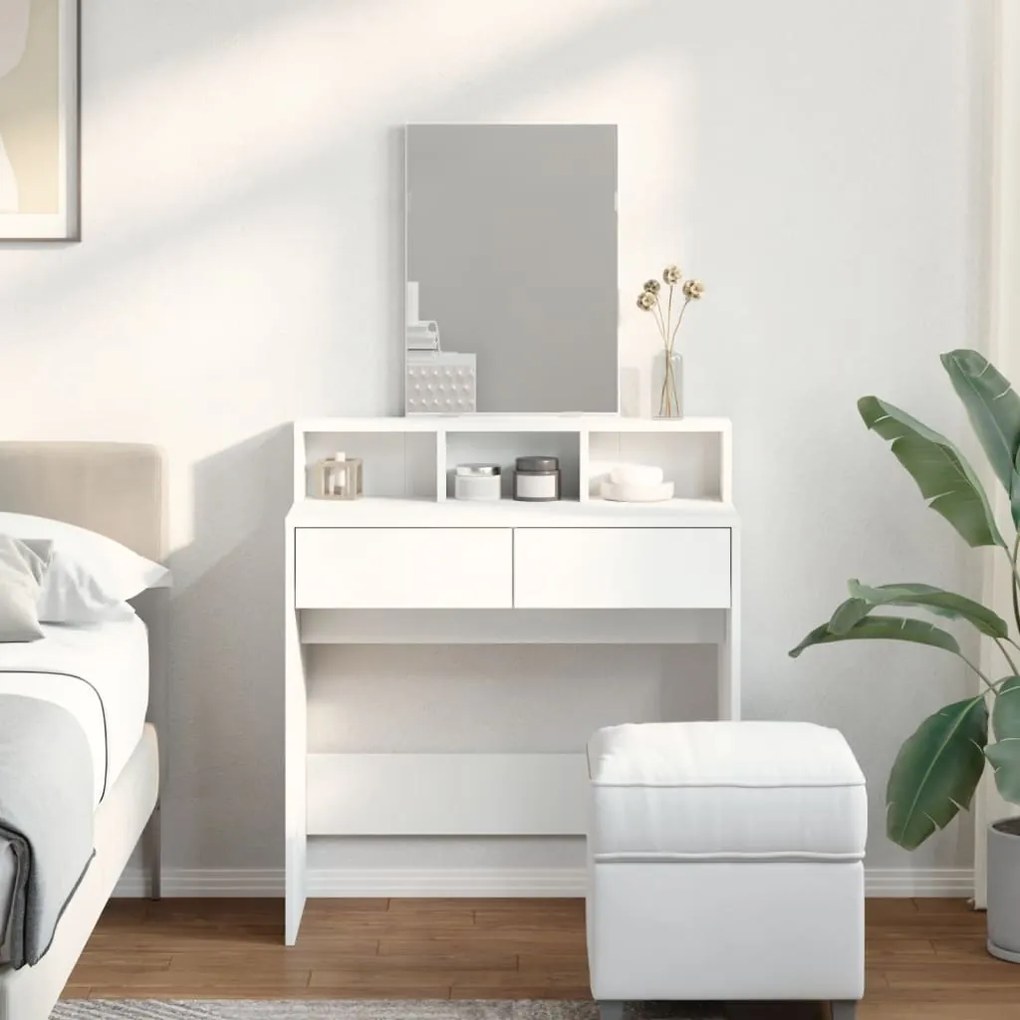 vidaXL Μπουντουάρ με Καθρέφτη Λευκό 80x41x144,5 εκ.