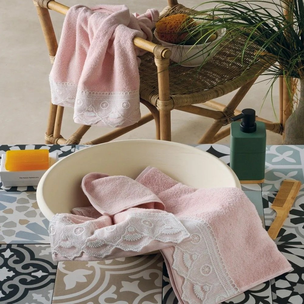 Πετσέτες Tabitha(Σετ 3τμχ) Pink Kentia Towels Set 70x140cm 100% Βαμβάκι