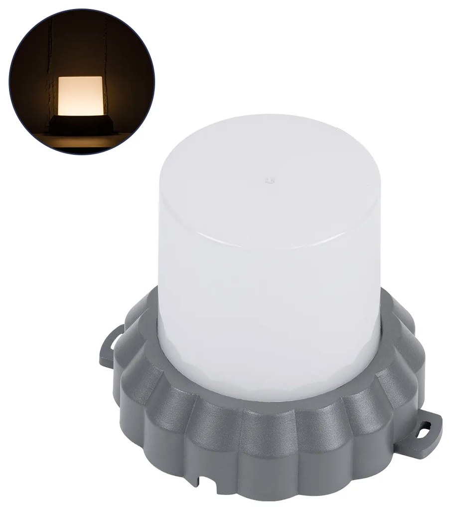GloboStar WALLLIGHT-MONA 90629 Φωτιστικό Τοίχου - Απλίκα Point Light LED 12W 1320lm 360° DC 24V Αδιάβροχο IP65 Φ13 x Υ12.5cm Θερμό Λευκό 3000K - Γκρι Ανθρακί - 3 Years Warranty - 90629