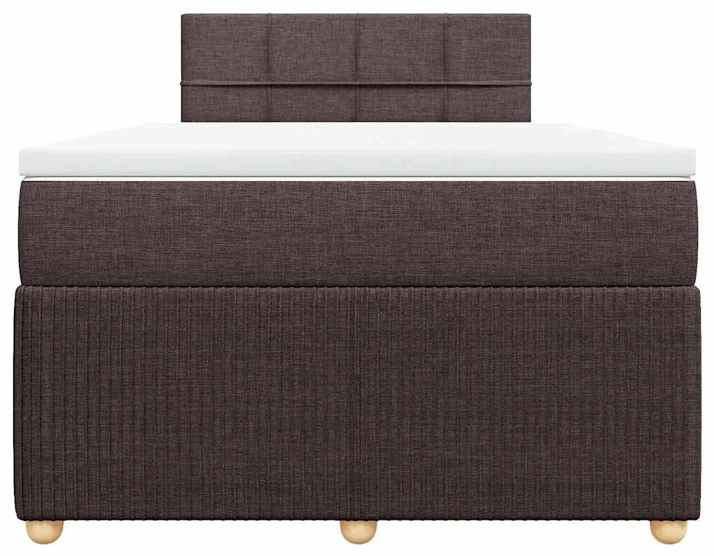 vidaXL Κρεβάτι Boxspring με Στρώμα Σκούρο Καφέ 120x190 εκ Υφασμάτινο