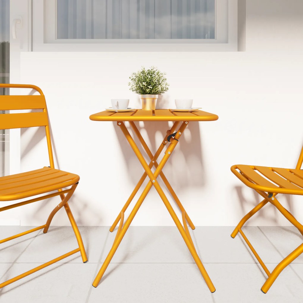 vidaXL Πτυσσόμενο Τραπέζι Κήπου Μουσταρδί 55x55x73 εκ. Ατσάλι