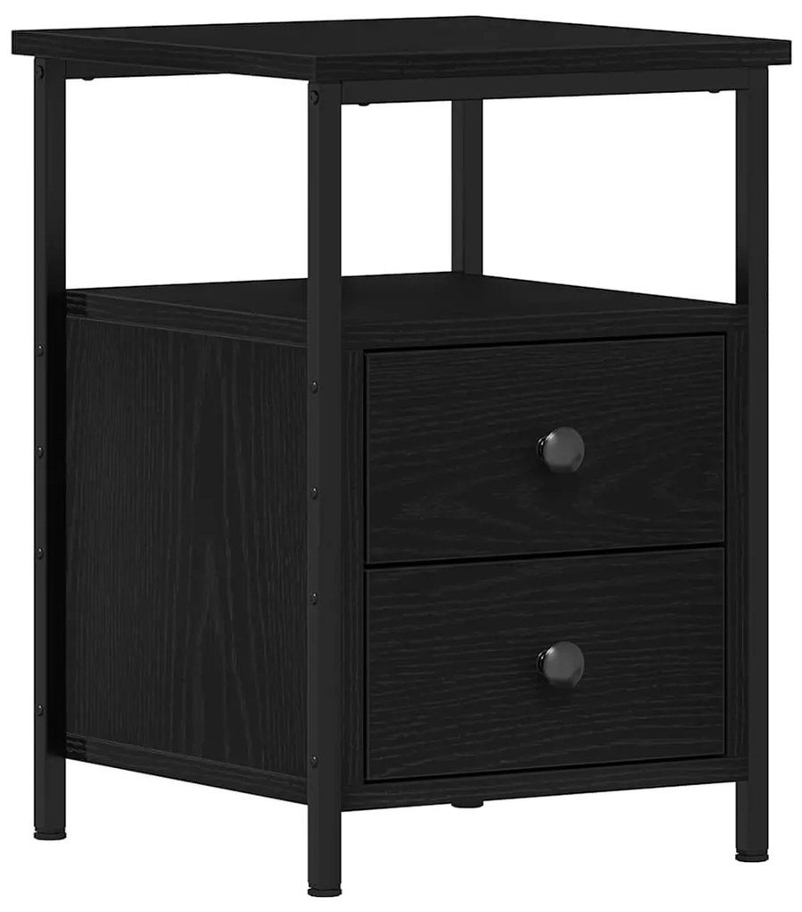 vidaXL Κομοδίνα 2 τεμ. Μαύρη Δρυς 34x35,5x50 εκ. από Τεχνητό Ξύλο