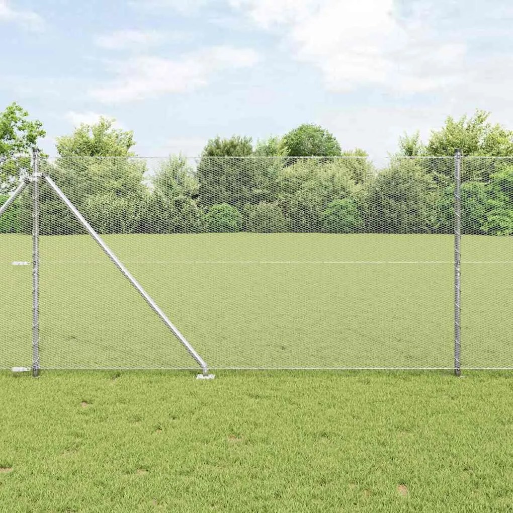 vidaXL Φράχτης με Στήλες. Ασημί 1.2 x 25 m Ατσάλι με επικάλυψη PVC