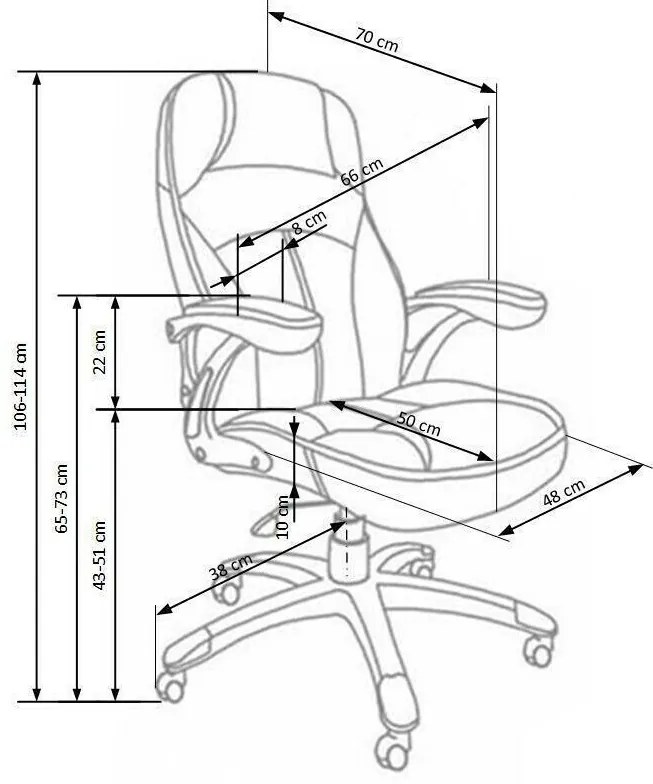 Καρέκλα γραφείου Houston 187, Μαύρο, 106x66x70cm, 15 kg, Με ρόδες, Με μπράτσα, Μηχανισμός καρέκλας: Κλίση | Epipla1.gr