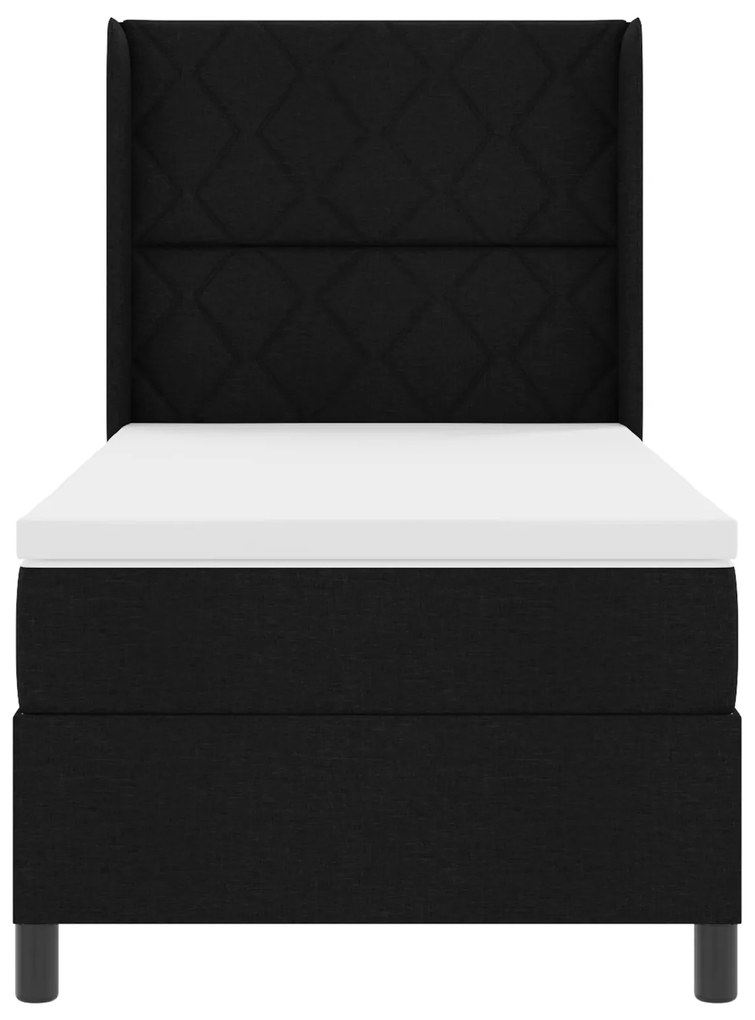 vidaXL Κρεβάτι Box Spring με Στρώμα & LED Μαύρο 90x200 εκ Ταπετσαρίας