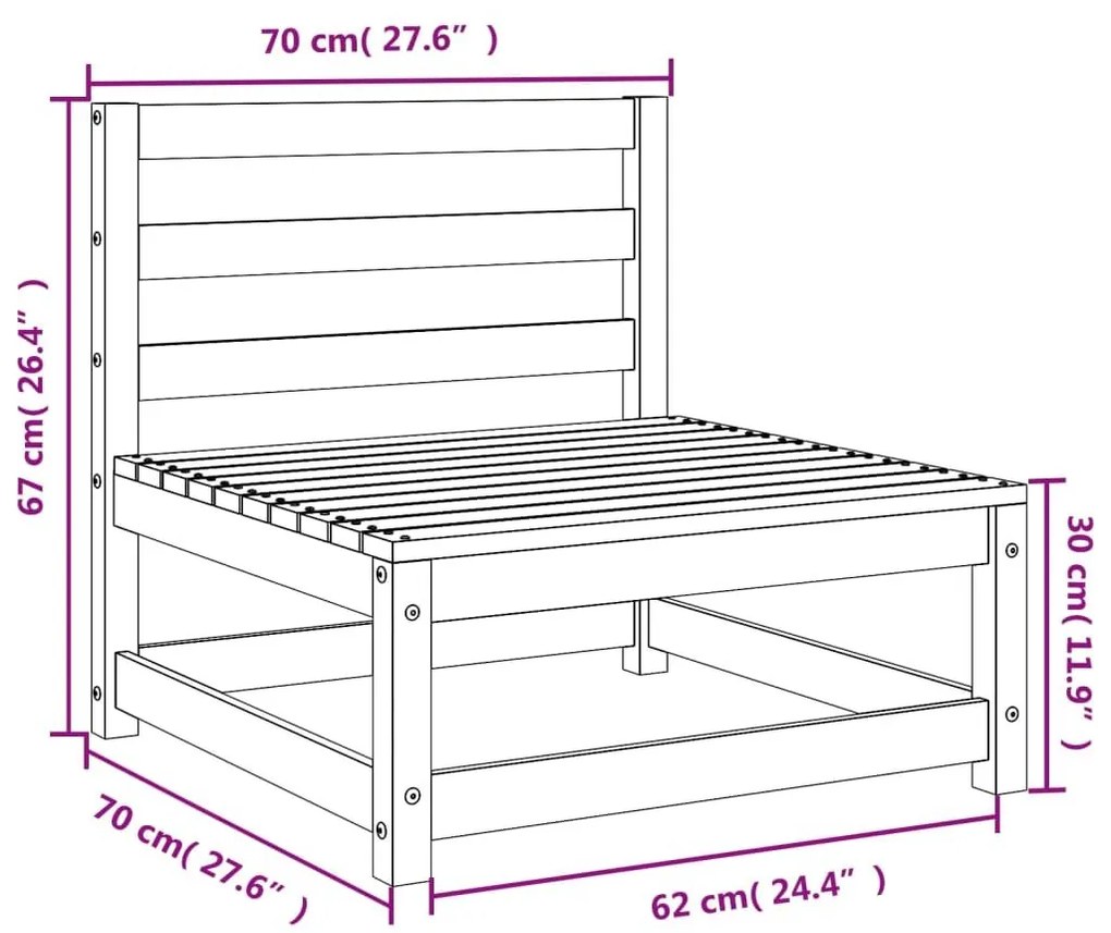 Καναπέδες Κήπου Χωρ. Μπράτσα 2Τεμ Λευκοί 70x70x67εκ Μασίφ Πεύκο - Λευκό