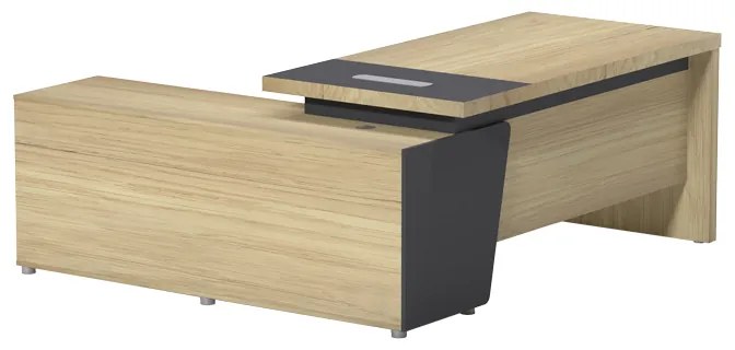 Γραφείο επαγγελματικό Lotus pakoworld με δεξιά γωνία σε φυσική-ανθρακί απόχρωση 160x160x75εκ