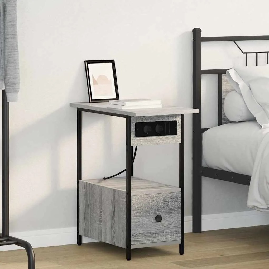 vidaXL Κομοδίνο Γκρι sonoma 60 x 30 x 61 εκ Επεξεργασμένο ξύλο