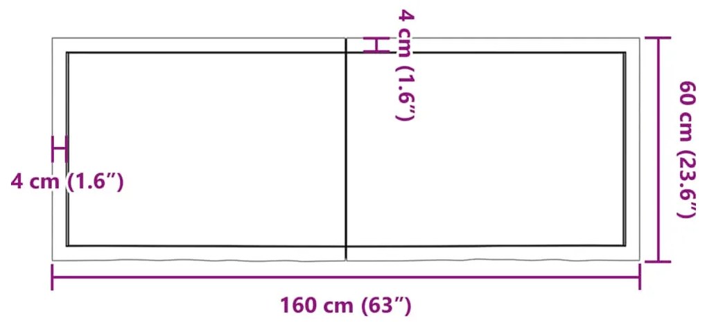 Επιφάνεια Τραπεζιού Σκούρο Καφέ 160x60x(2-4)εκ Επεξ. Μασίφ Δρυς 3156450