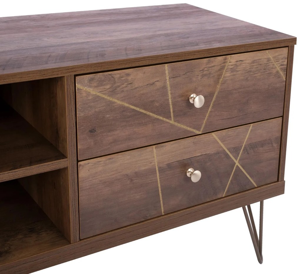 Έπιπλο Τηλεόρασης KAITLYN Καρυδί - Χρυσό 150x39,5x51,5Yεκ. 150x39.5x51.5 εκ.