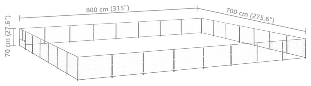 vidaXL Σπιτάκι Σκύλου Ασημί 56 μ² Ατσάλινο