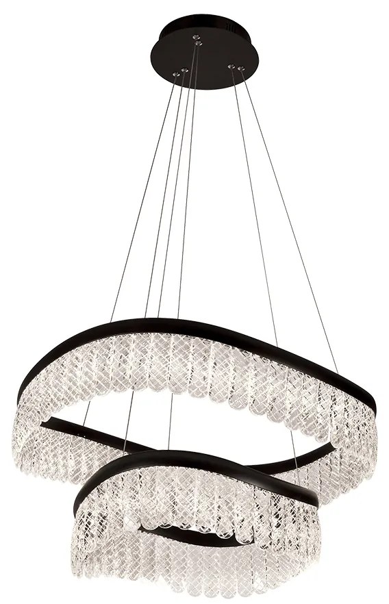 Φωτιστικό Κρεμαστό 600xH1200mm Led 51w 2000 lm 3000K Μαύρο-Κρύσταλλα Viokef Crystal  4291600