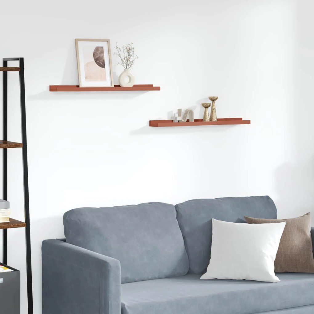 Ράφι Τοίχου 2 pcs Κόκκινο 60 x 9 x 3 cm Επεξεργασμένο ξύλο
