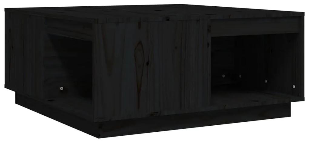 Τραπεζάκι Σαλονιού Μαύρο 80x81x36,5 εκ. από Μασίφ Ξύλο Πεύκου - Μαύρο