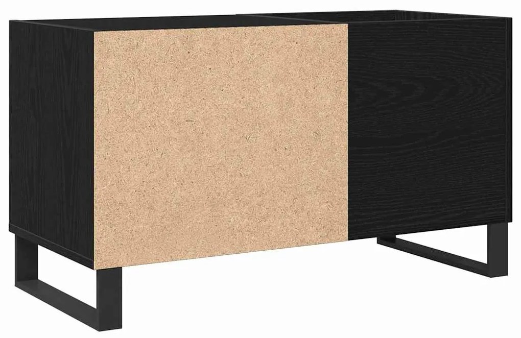 vidaXL Ντουλάπι δίσκων βινυλίου με ράφι Μαύρη Οξυά 85 x 38 x 48 εκ