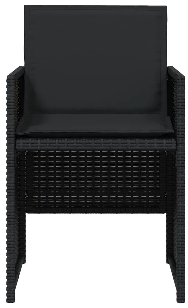 vidaXL Καρέκλες Κήπου 4 τεμ. Μαύρες από Συνθετικό Ρατάν με Μαξιλάρια