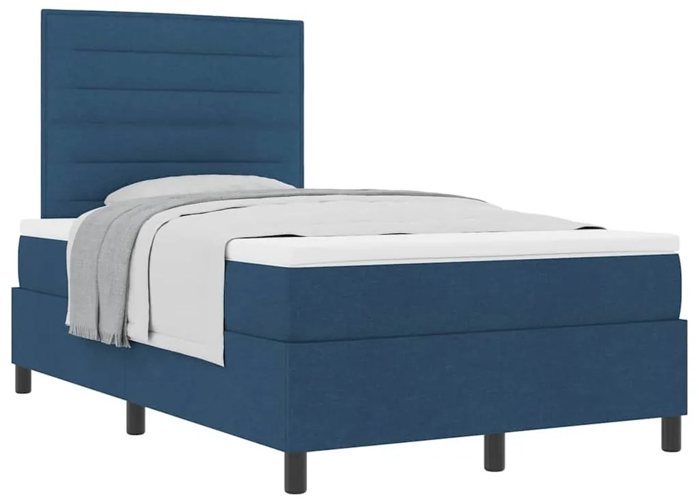 vidaXL Κρεβάτι με ελατήρια με στρώμα Μπλε 120 x 200 cm ύφασμα