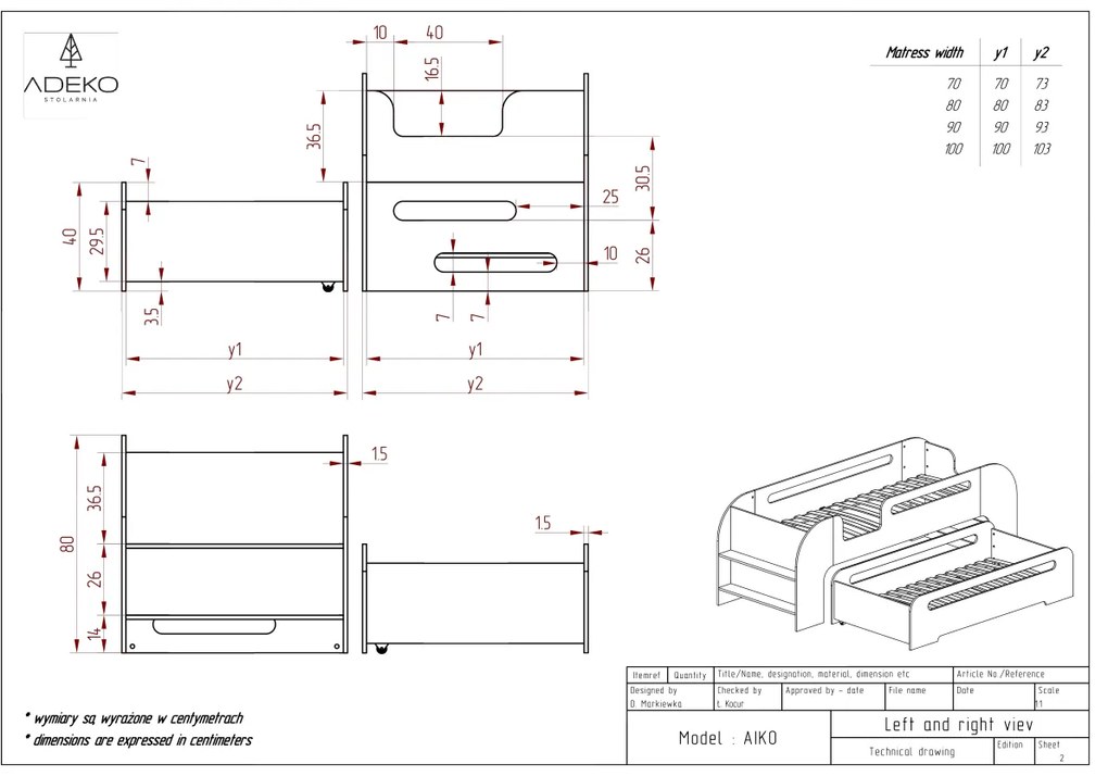 Κρεβάτι  Μονό  Aiko House σε Φυσικό  Ξύλο  80×180cm  Adeko