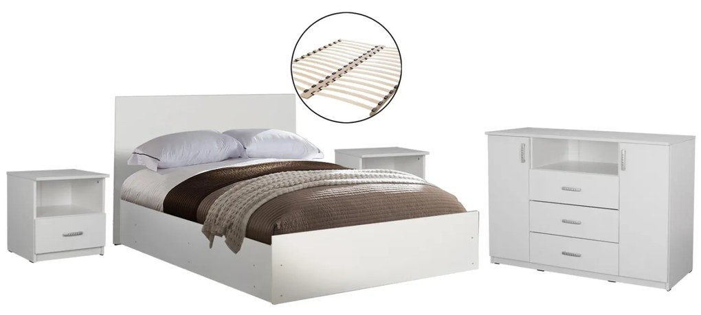 Σετ Κρεβατοκάμαρας ADLER C11758.03 5τεμ. Μελαμίνη Λευκό για Στρώμα 160x200εκ 170x205x95 εκ.