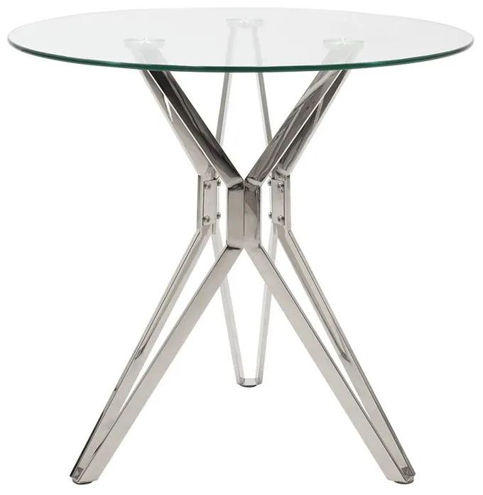 Τραπέζι ArteLibre BIHOR Διάφανο/Χρώμιο Γυαλί/Μέταλλο 80x80x75cm