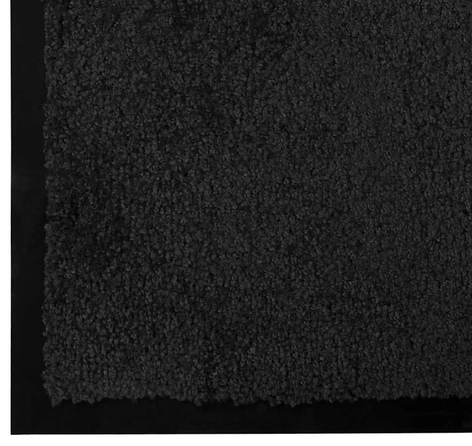 vidaXL Χαλάκι Εξώπορτας Μαύρο 60 x 40 x 1.2 εκ. Ύφασμα τέντι