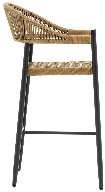 Σκαμπό μπαρ Kerr pe rattan φυσικό-μαύρο πόδι αλουμινίου 51x57x110 εκ.