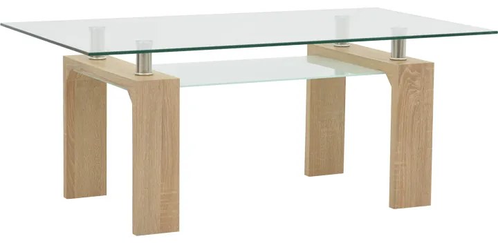 Intrahome Τραπέζι σαλονιού Vrocho Intrahome φυσικό ξύλο-γυαλί 110x60x45εκ | SKU: INTRAPA-130111347
