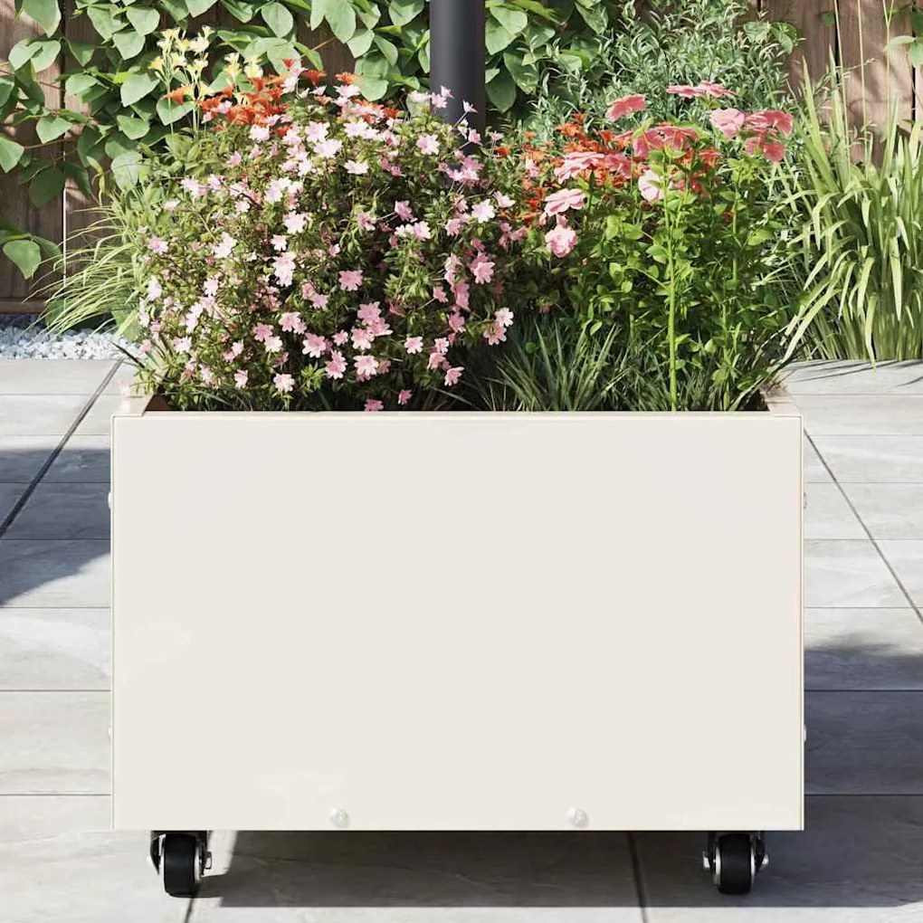 vidaXL Βάση Παρασόλ με Γλάστρα Λευκό 45 x 45 x 45 cm Ατσάλι