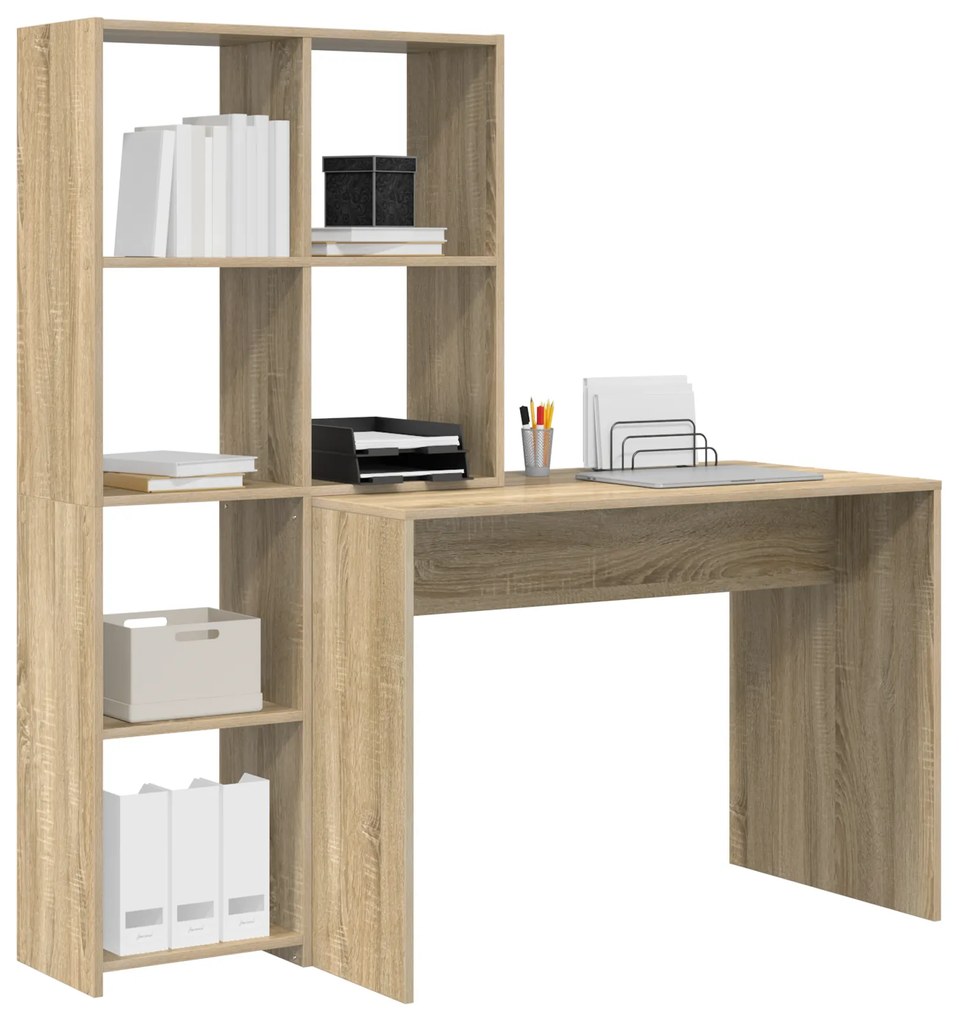 vidaXL Γραφείο Sonoma Δρυς 138.5 x 55 x 143 εκ Επεξεργασμένο ξύλο