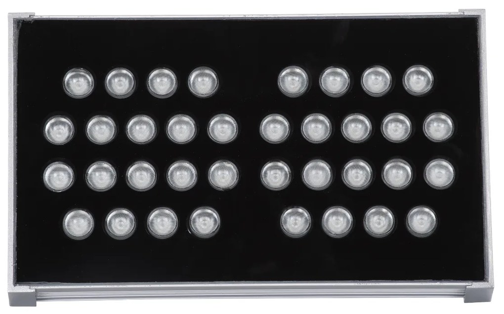 GloboStar FLOOD-TENA 90222 Προβολέας Wall Washer για Φωτισμό Κτιρίων LED 72W 6120lm 10° DC 24V Αδιάβροχο IP65 L29.8 x W15.5 x H18cm RGBW DMX512 - Ασημί - 3 Years Warranty - 90222