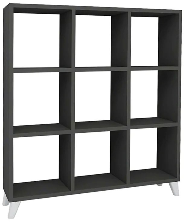 Βιβλιοθήκη Saul Megapap χρώμα ανθρακί 88,2x20x88,2εκ.