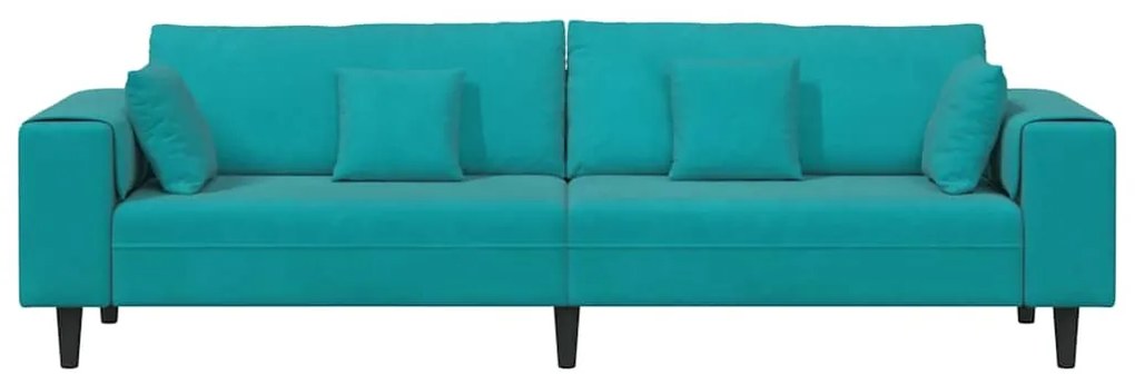 vidaXL Καναπές με μαξιλάρι Τιρκουάζ 250 x 77 x 76 εκ. Βελούδο
