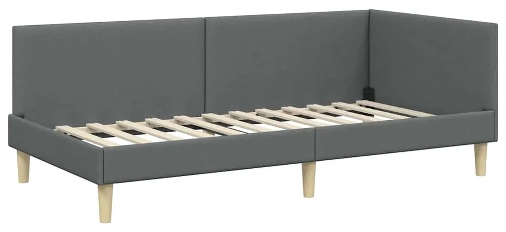 vidaXL Κρεβάτι Γωνίας Σκούρο γκρι 100 x 200 cm Ύφασμα και Έργο ξύλου