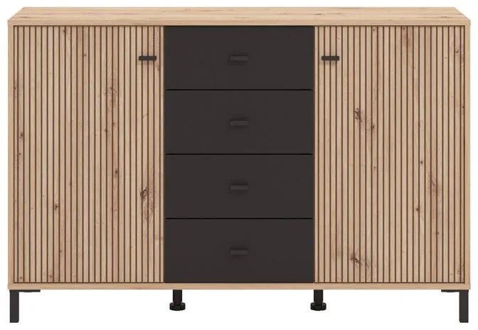 Μπουφές Avignon 138 3K4F2V Artisan oak - Μαύρο 139x40x90εκ. 139x40x90 εκ.