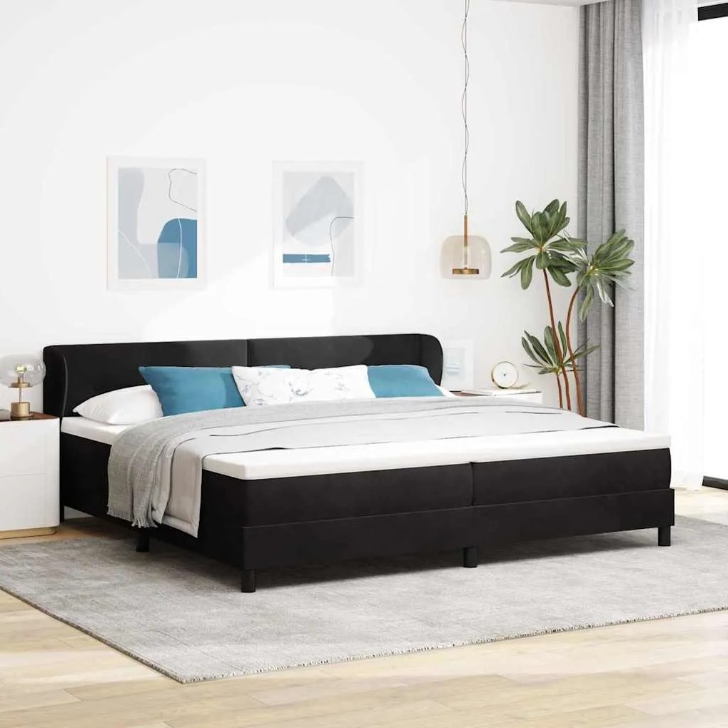 vidaXL Κρεβάτι με Στρώμα Μαύρο 200x200 cm Βελούδο
