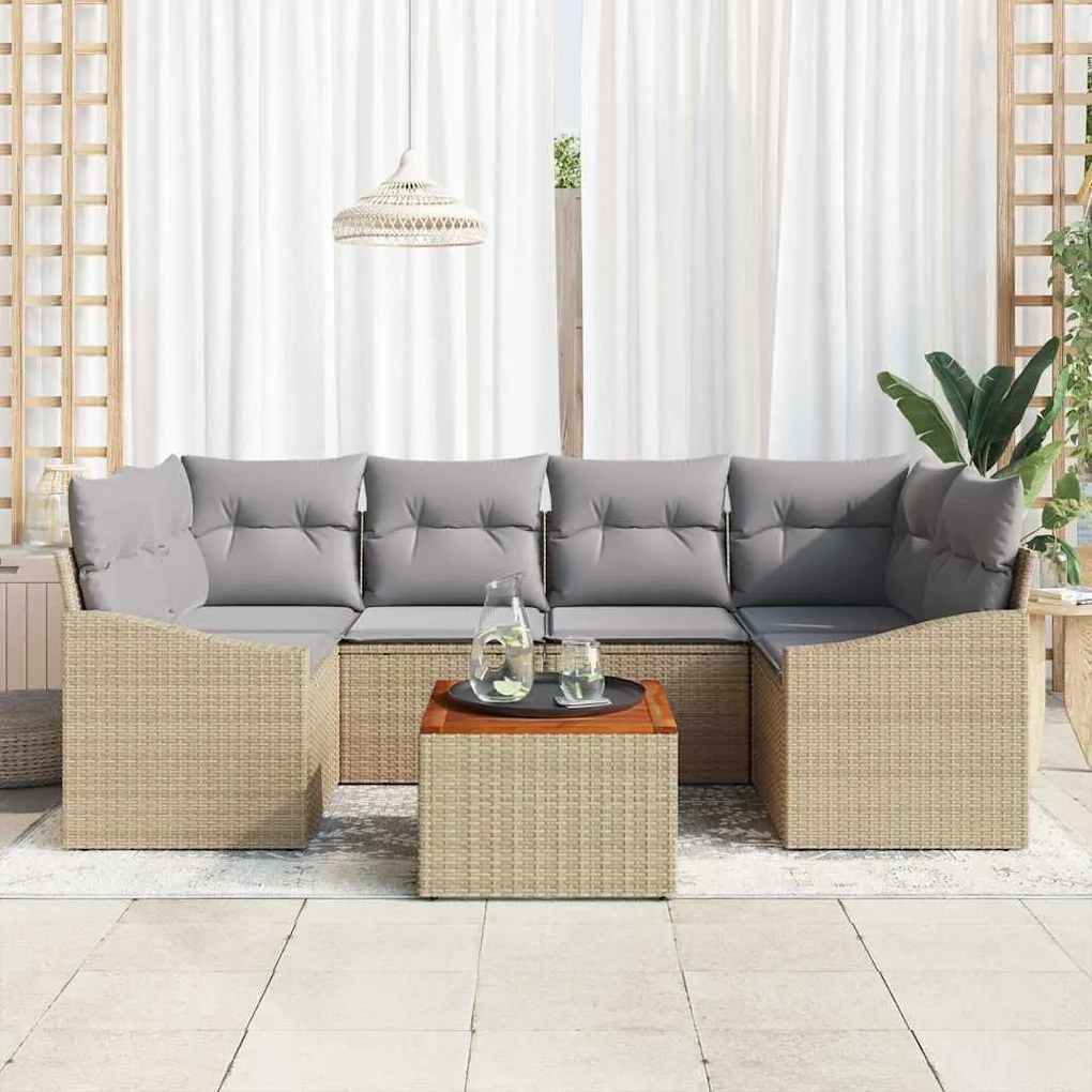 vidaXL Σετ Καναπέ Κήπου 7 pcs Μπεζ, ανοιχτό γκρι