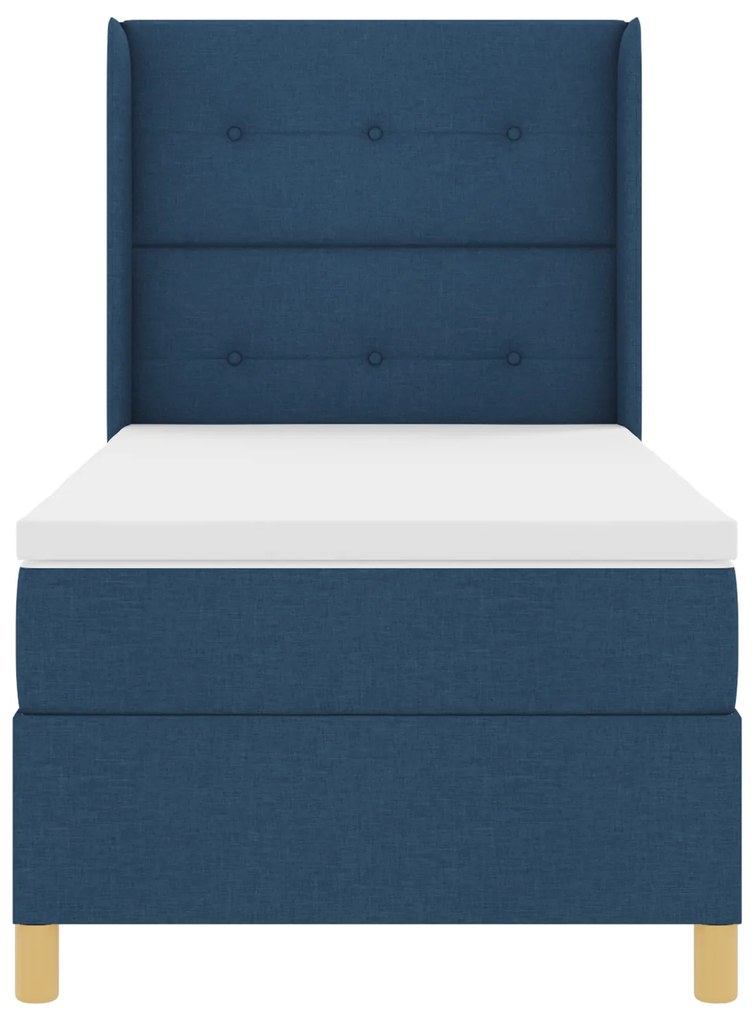 vidaXL Κρεβάτι Box Spring με Στρώμα Μπλε 100x200 εκ. Υφάσματος
