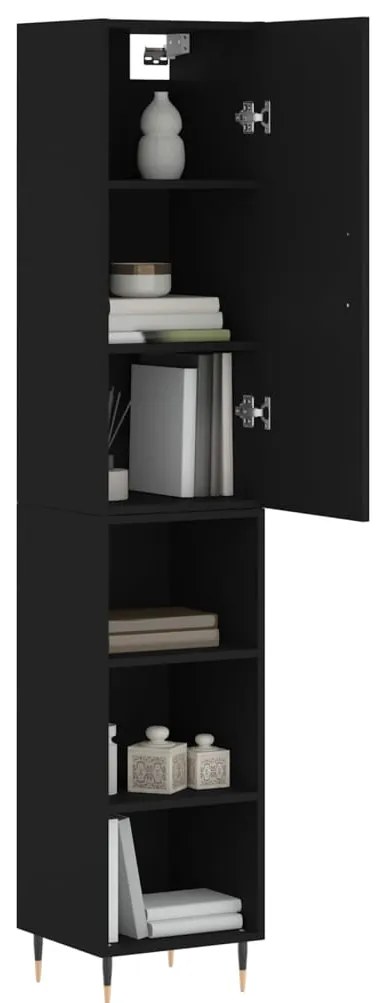 vidaXL Ντουλάπι Μαύρο 34,5 x 34 x 180 εκ. από Επεξεργασμένο Ξύλο
