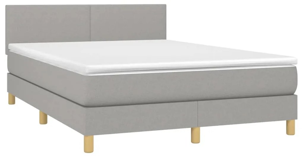 Κρεβάτι Boxspring με Στρώμα Ανοιχτό Γκρι 140x200 εκ. Υφασμάτινο - Γκρι