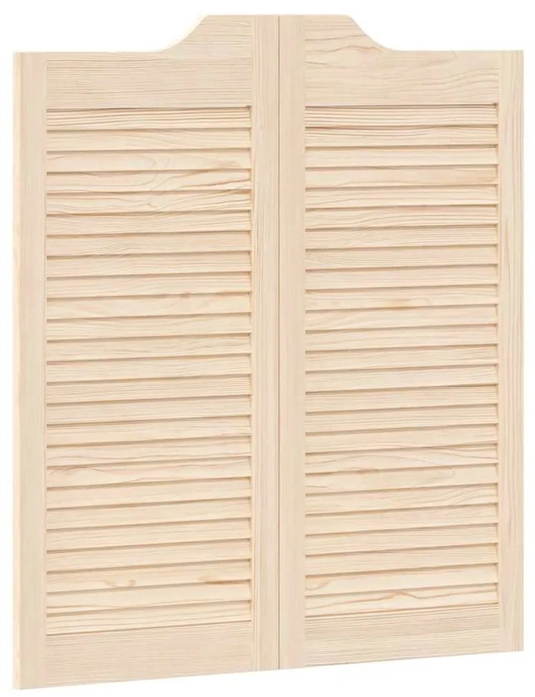 Swing Doors Louvred Design 1-Pair 90x80 cm από μασίφ ξύλο πεύκο - Καφέ