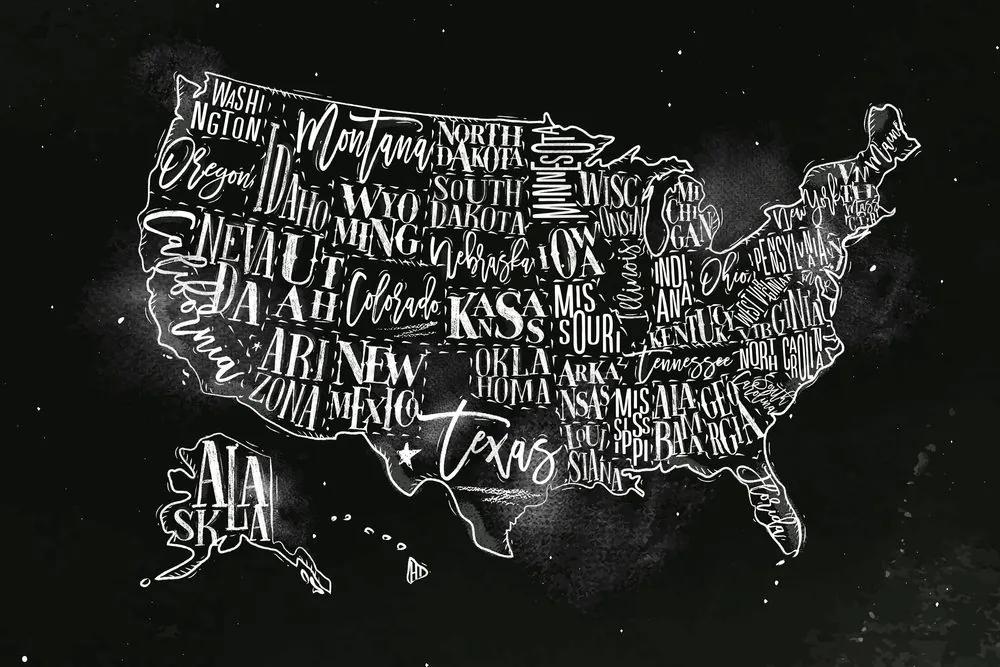 Εικόνα στον εκπαιδευτικό χάρτη των ΗΠΑ από φελλό με μεμονωμένες πολιτείες - 120x80  arrow