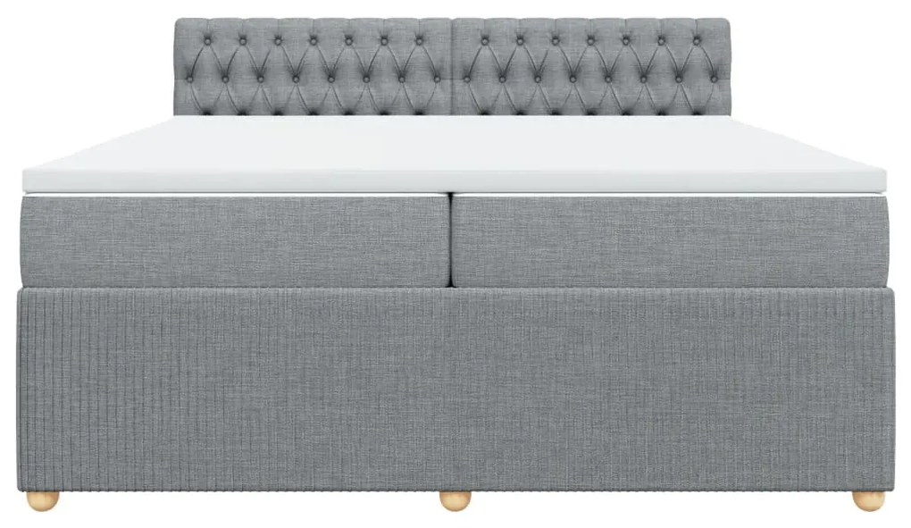 vidaXL Κρεβάτι Boxspring με Στρώμα Ανοιχτό Γκρι 200x200 εκ. Υφασμάτινο