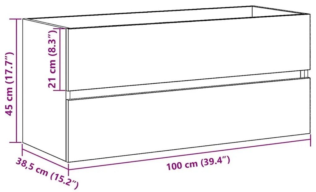 Ντουλάπι Νιπτήρα Μαύρη Δρυς 100x38,5x45 εκ. Μοριοσανίδα - Μαύρο