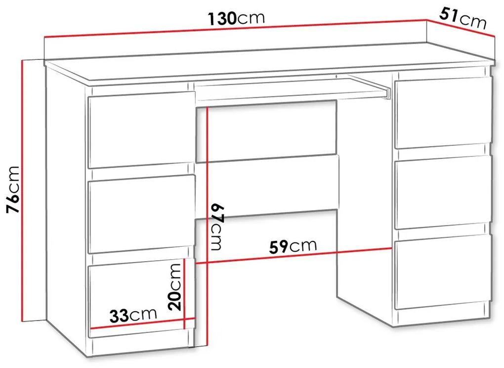 Τραπέζι γραφείου Comfivo 193, Με ράφι πληκτρολογίου, Με συρτάρια, Αριθμός συρταριών: 6, 76x130x51cm, 41 kg, Άσπρο | Epipla1.gr