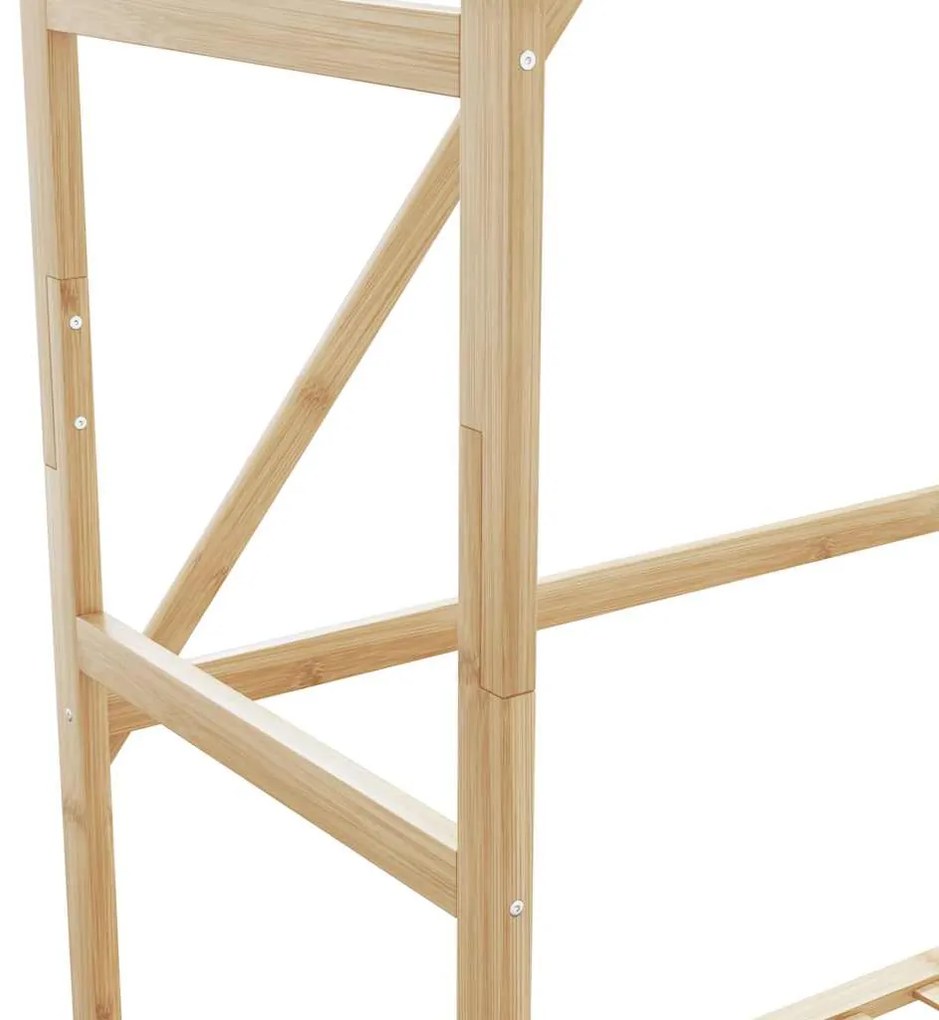 Ράφι ρούχων με ράφια και ρόδες 110x40x180 εκ. Μπαμπού - Καφέ