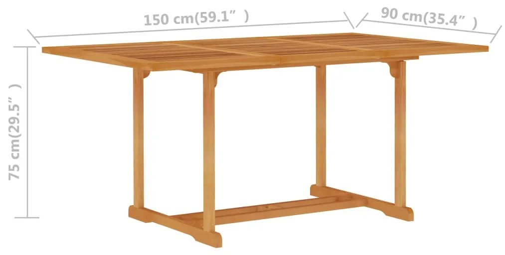 ΤΡΑΠΕΖΙ ΚΗΠΟΥ 150 X 90 X 75 ΕΚ. ΑΠΟ ΜΑΣΙΦ ΞΥΛΟ TEAK 315103