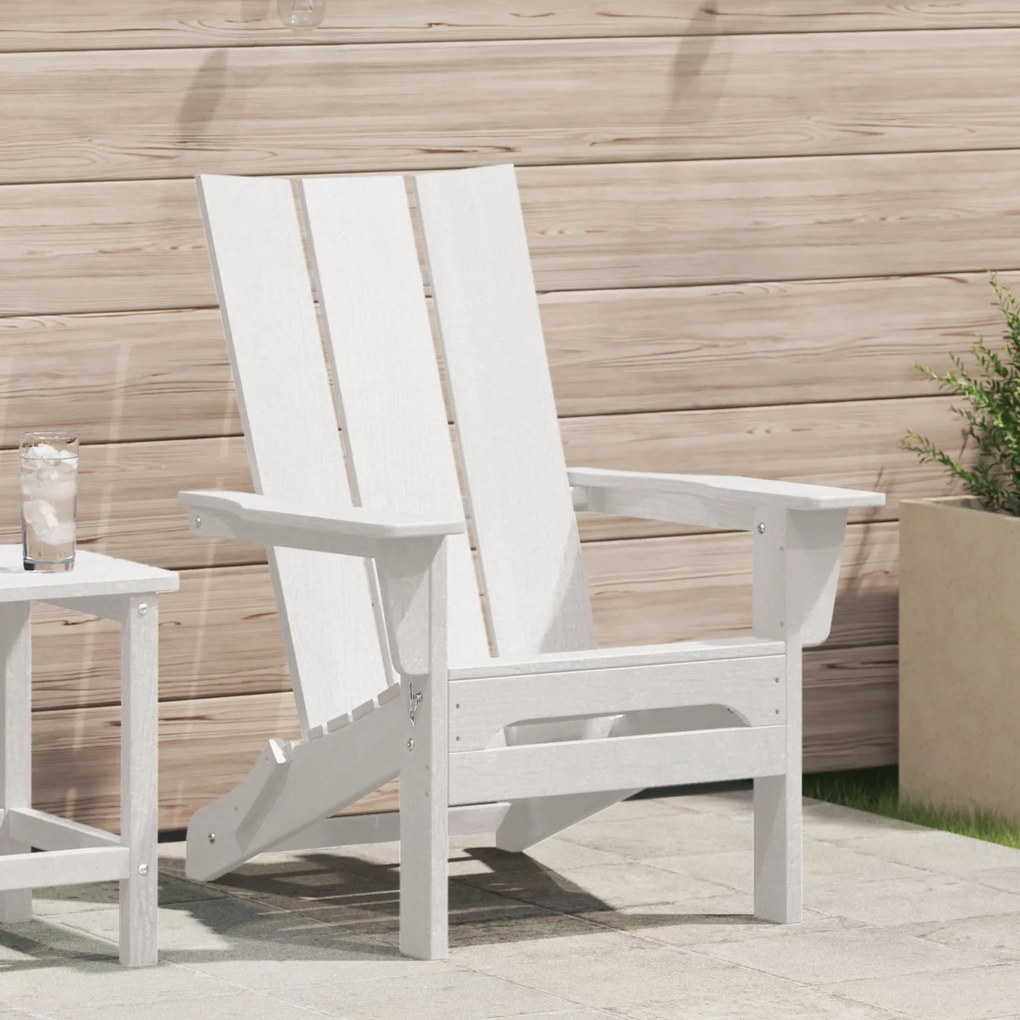 vidaXL Folding Adirondack Chair Λευκό 74.5x80.5x90 εκ. HDPE