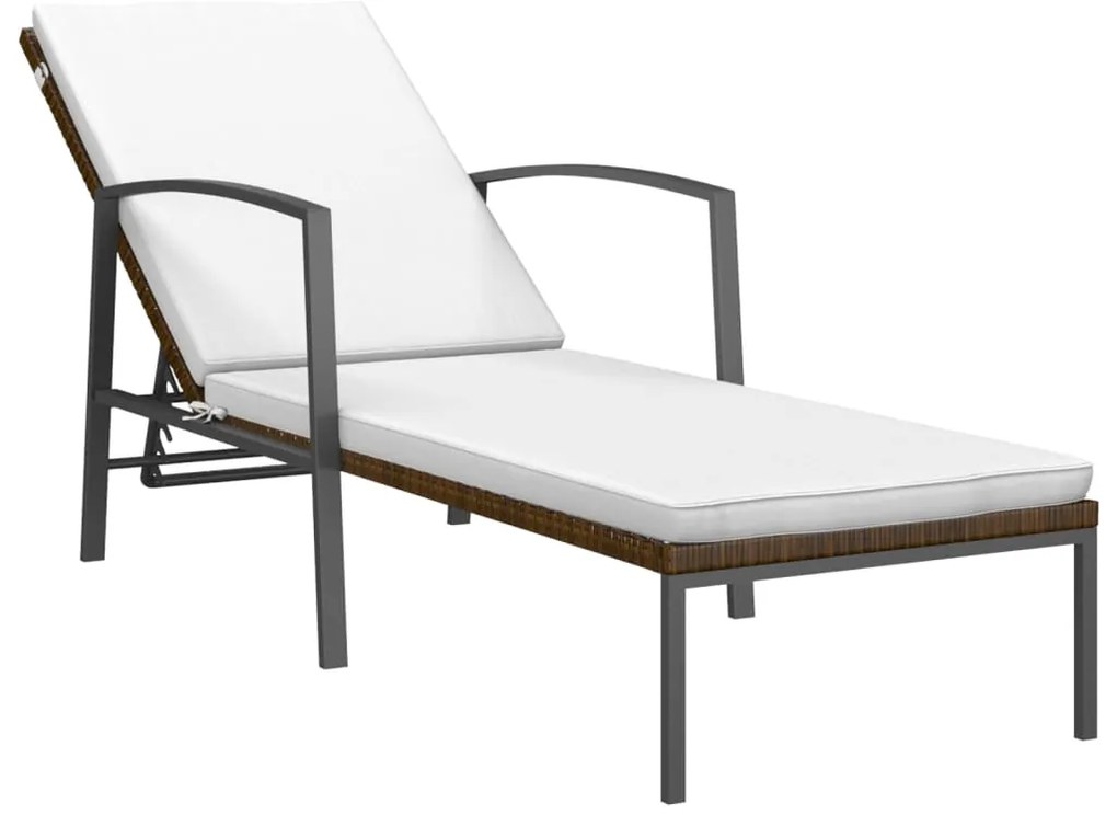 vidaXL Ξαπλώστρες 2 τεμ. Καφέ από Συνθετικό Ρατάν με Τραπέζι