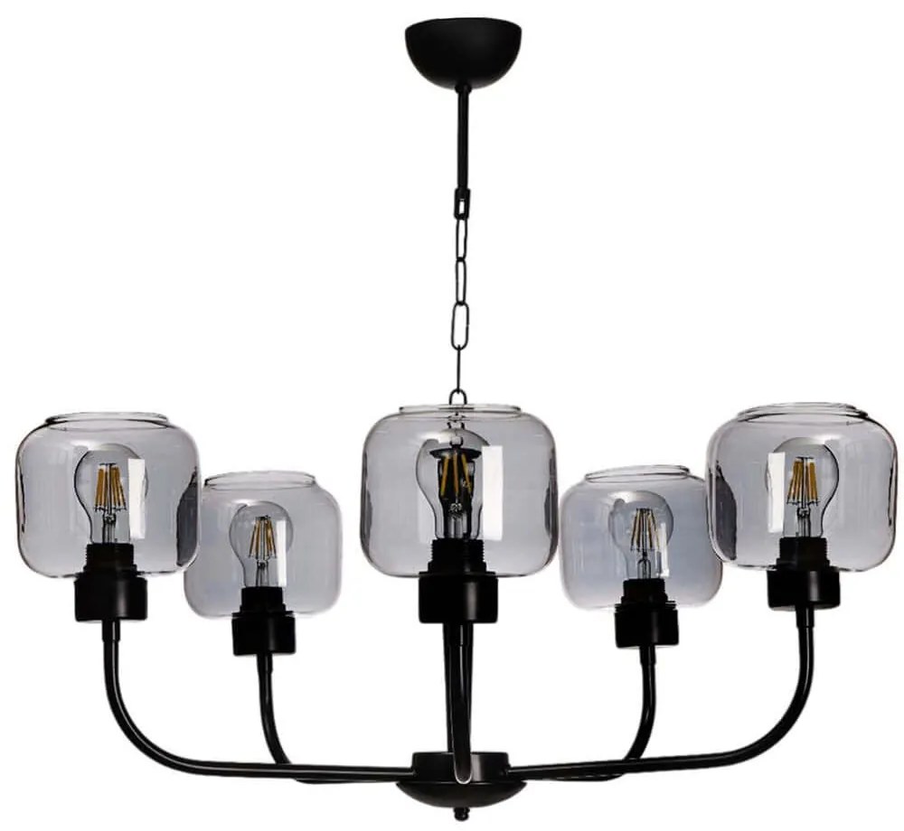 Φωτιστικό Οροφής 534LUN5833 74x80cm 5xE27 40W Black-Fume Opviq