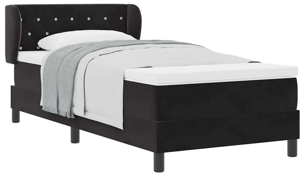 vidaXL Κρεβάτι με ελατήρια με στρώμα Μαύρο 100 x 200 cm Βελούδο